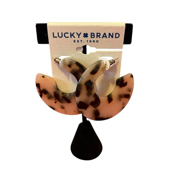 Lucky Brand Tortoise Shell C Hoop Earrings. - Picture 1 of 6